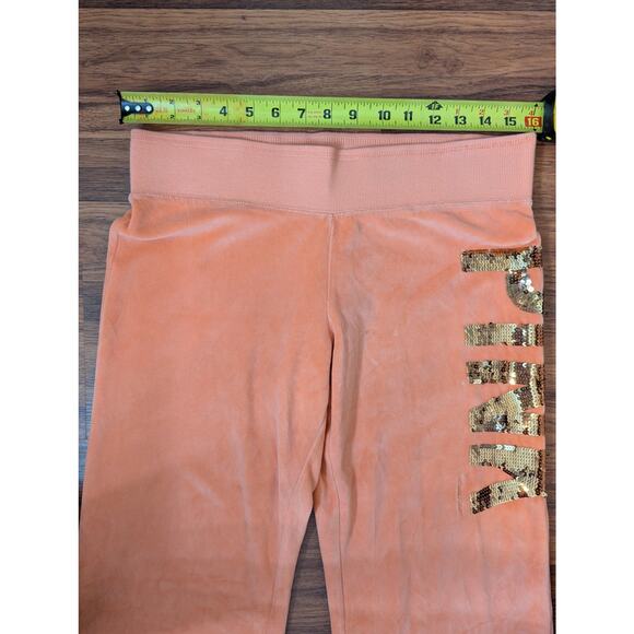 Victoria's Secret PINK Velour Sequin Tracksuit Pants- Size Medium- Orange - Picture 3 of 10
